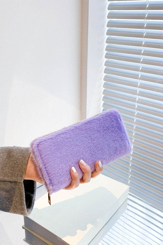 Solid Color Fluff Rectangle Wallet - Hovatok