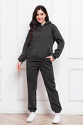 Drop Shoulder Long Sleeve Hoodie and Pants Set - Hovatok