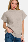 Zenana Short Sleeve Mock Neck Sweater - Hovatok