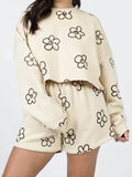 Floral Dropped Shoulder Sweatshirt and Shorts Set - Hovatok