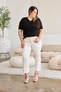 RFM Mini Mia Full Size Tummy Control High Waist Raw Hem Jeans - Hovatok