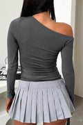Single Shoulder Long Sleeve T-Shirt - Hovatok