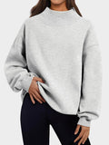 Mock Neck Drop Shoulder Long Sleeve Sweatshirt - Hovatok