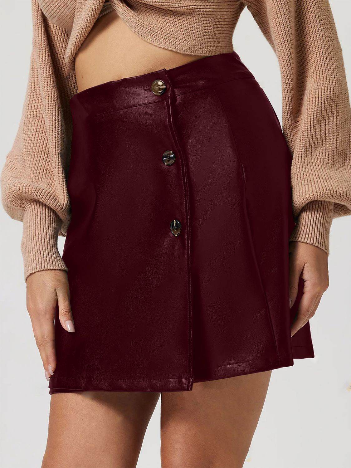 Buttoned High Rise Mini Skirt - Hovatok