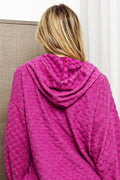 BiBi Brushed Checker Drawstring Long Sleeve Hoodie - Hovatok
