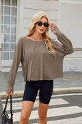 Backless Round Neck Long Sleeve T-Shirt - Hovatok