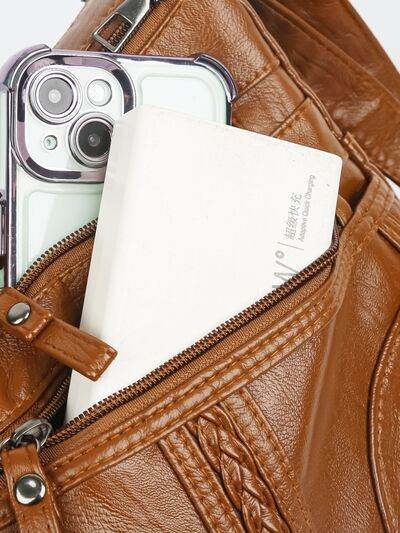 PU Leather Adjustable Strap Shoulder Bag - Hovatok