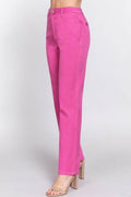 ACTIVE BASIC High Waist Straight Twill Pants - Hovatok