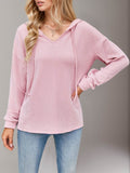 Double Take Drawstring Dropped Shoulder Long Sleeve Hoodie - Hovatok