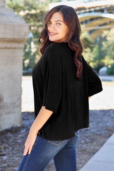 Basic Bae Bamboo Full Size Round Neck Drop Shoulder T-Shirt - Hovatok