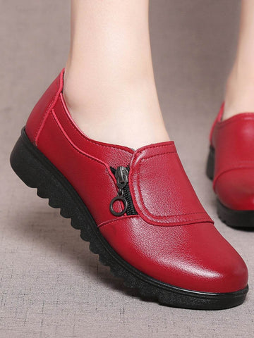 PU Leather Flats Sip-Ons - Hovatok
