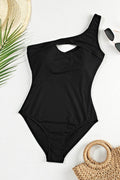 Cutout One Shoulder Sleeveless One-Piece Swimwear - Hovatok