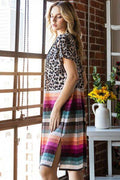 Heimish Full Size Animal Leopard and Stripe Open Cardigan Plus Size - Hovatok