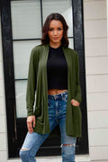 Basic Bae Full Size Open Front Long Sleeve Cardigan with Pockets - Hovatok