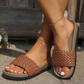 PU Leather Woven Platform Sandals - Hovatok