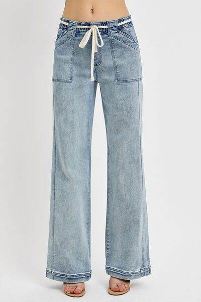 RISEN Full Size Straight Leg Jeans with Pockets Plus Size - Hovatok