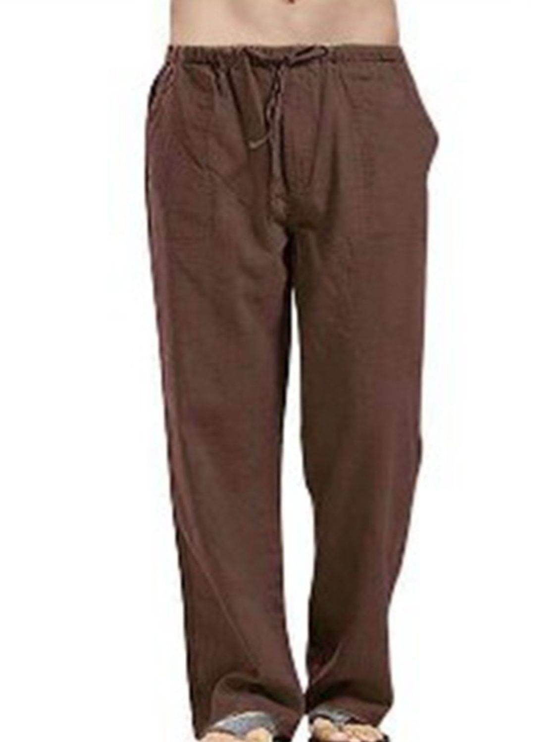 Men's Full Size Drawsting Straight Leg Pants Plus Size - Hovatok