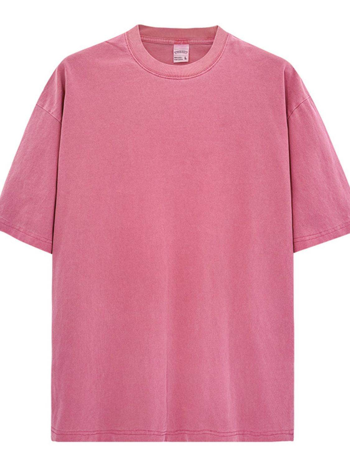 Men's Full Size Round Neck Washed T-Shirt Plus Size - Hovatok