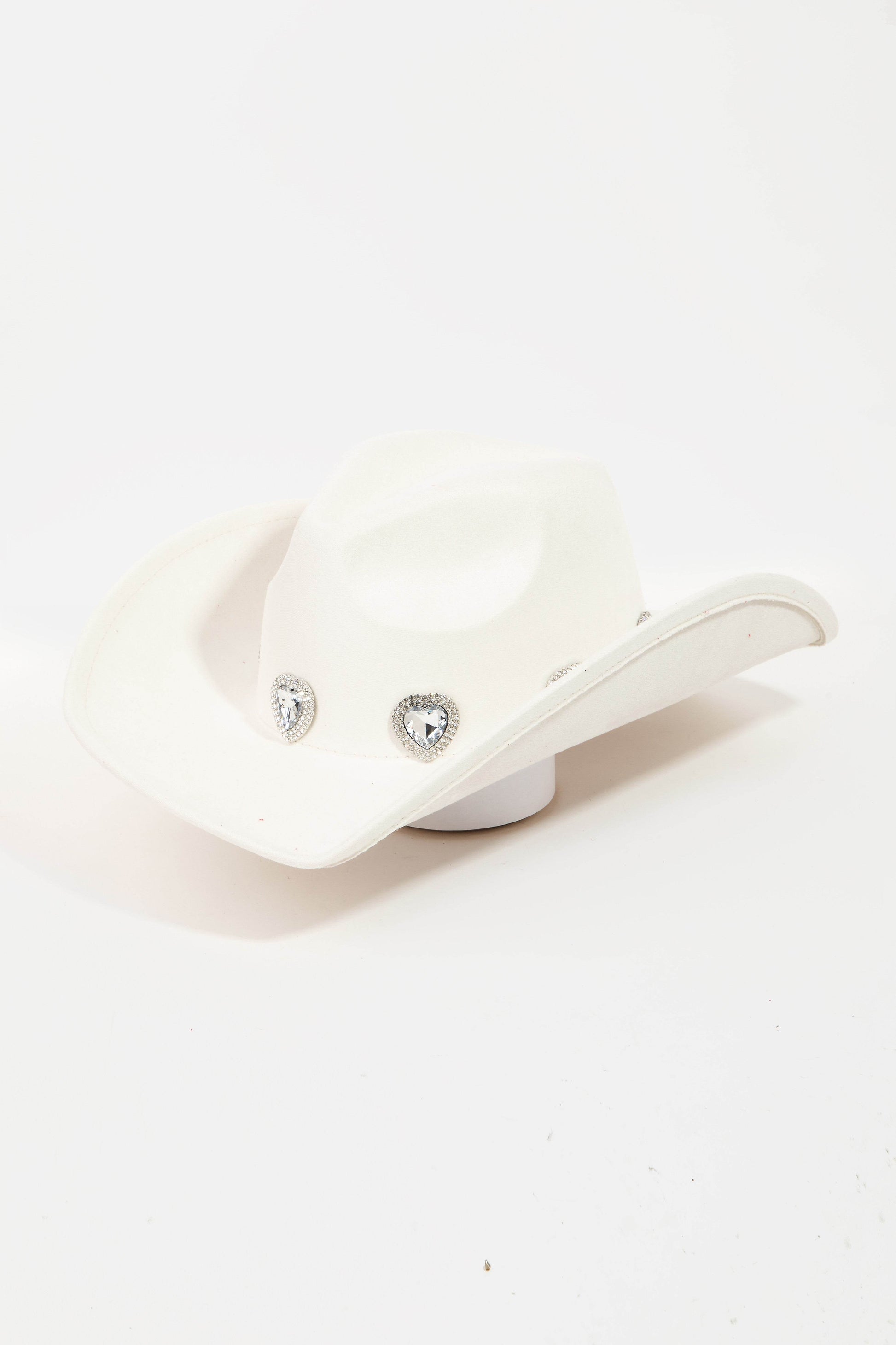 Fame Rhinestone Pave Heart Cowboy Hat - Hovatok