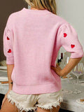 Heart Embroidered Dropped Shoulder Sweater - Hovatok