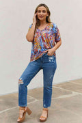 Be Stage Full Size Printed Dolman Flowy Top - Hovatok
