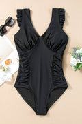 Full Size Ruched V-Neck One-Piece Swimwear - Hovatok