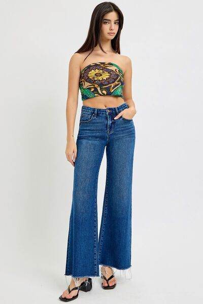 RISEN Tummy Control High Rise Wide Leg Jeans - Hovatok