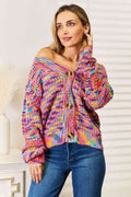 Angel Wings Woven Right V-Neck Long Sleeve Cardigan - Hovatok