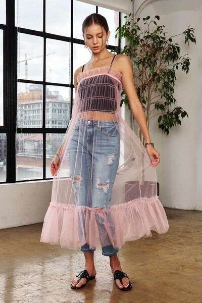 ADORA Ruffled Mesh Cover Up Dress - Hovatok