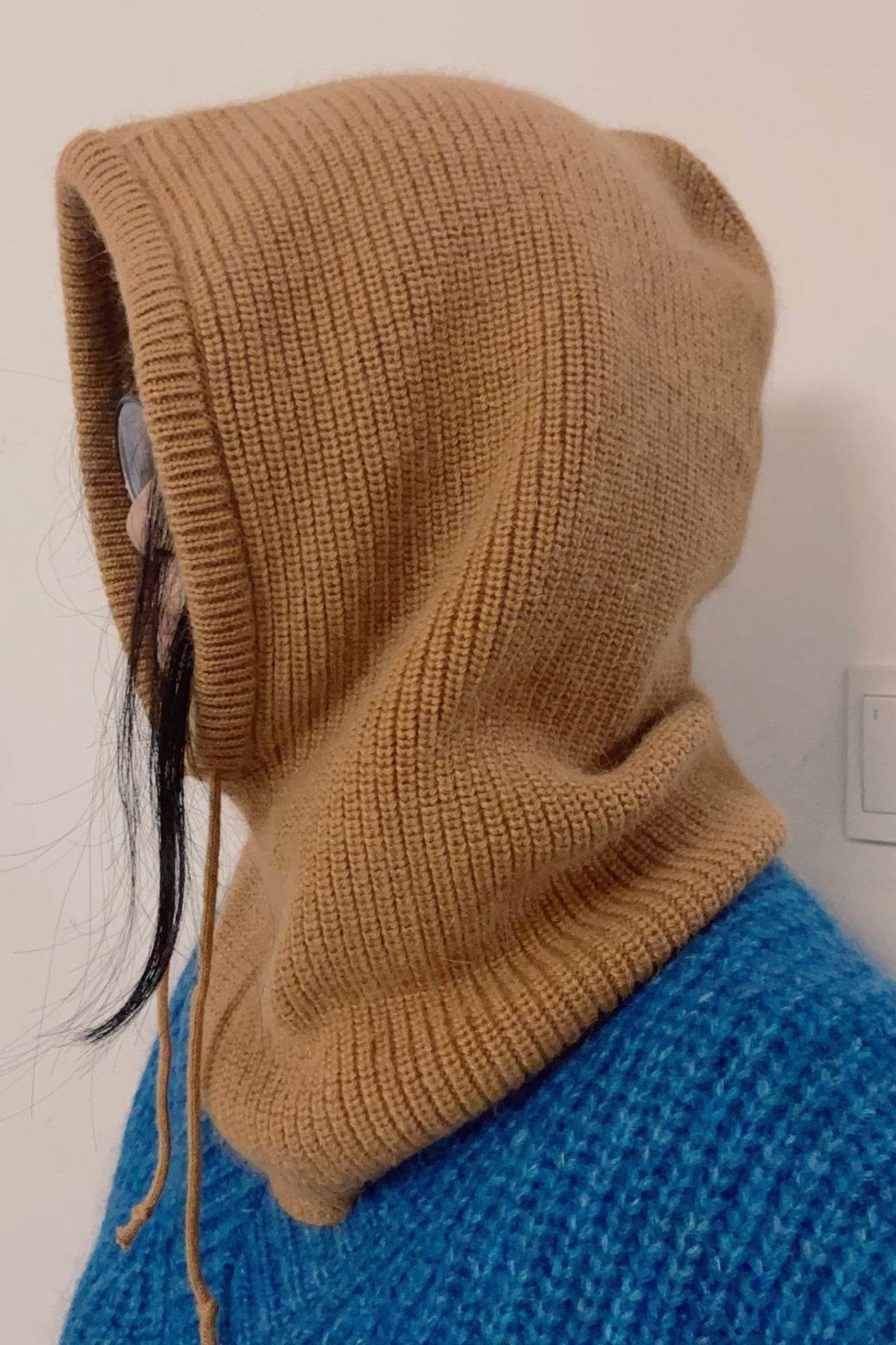Drawstring Solid Color Thermal Knit Hat - Hovatok