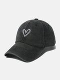 Embroidered Heart Washed Cotton Baseball Cap - Hovatok