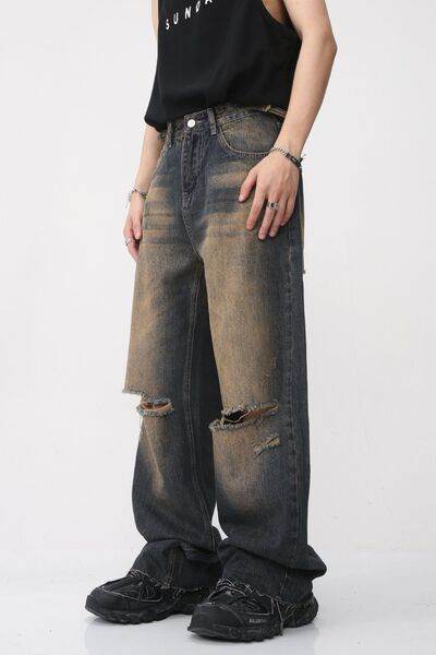 Distressed Wide Leg Jeans - Hovatok
