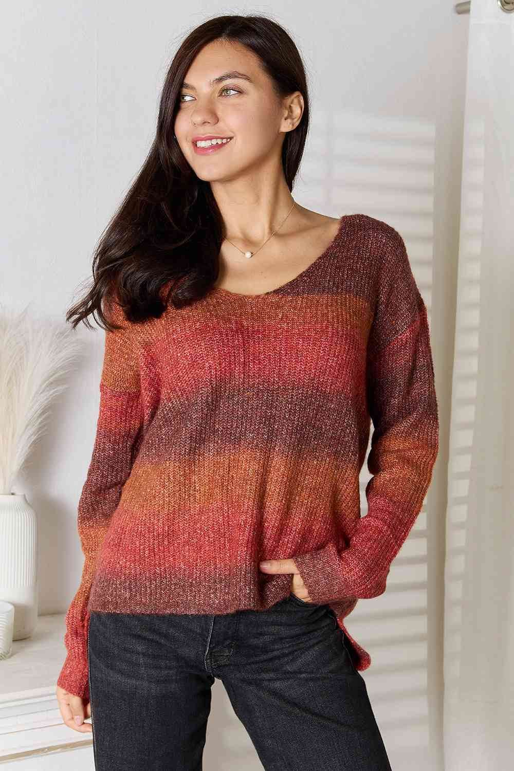 Angel Wings Gradient V-Neck Sweater - Hovatok