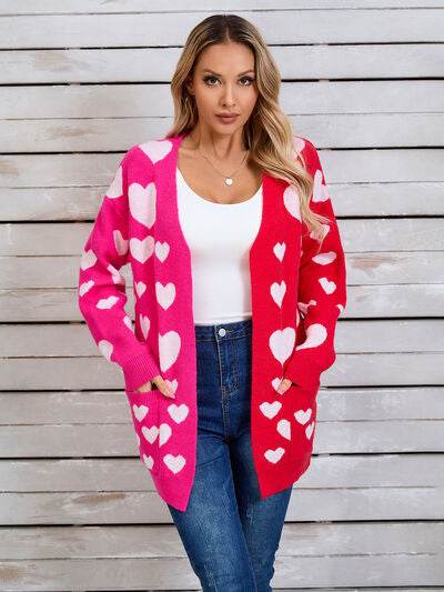 Angel Wings Heart Open Front Long Sleeve Cardigan - Hovatok