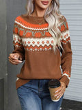 Angel Wings Geometric Round Neck Long Sleeve Sweater - Hovatok