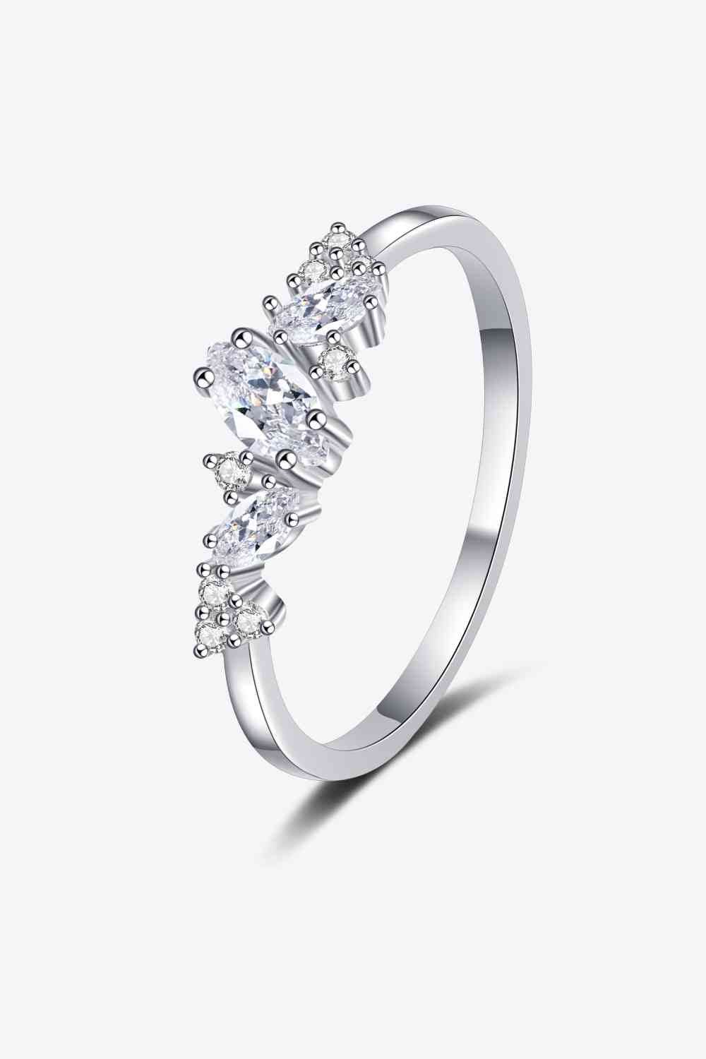Adored Moissanite Rhodium-Plated Ring - Hovatok