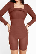 Basic Bae Full Size Built-In Shapewear Square Neck Long Sleeve Dress - Hovatok