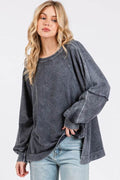 Mittoshop Mineral Wash Raglan Long Sleeve Oversized Top - Hovatok