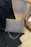 Rhinestone Polyester Chain Crossbody Bag - Hovatok
