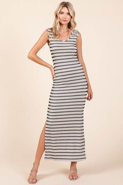 Mittoshop Striped Scoop Neck Sleeveless Maxi Dress - Hovatok