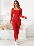 Scoop Neck Long Sleeve Active Jumpsuit - Hovatok