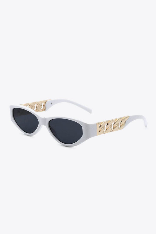 Chain Detail Temple Cat Eye Sunglasses - Hovatok