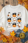 Pumpkin & Ghost Round Neck Long Sleeve Sweatshirt - Hovatok