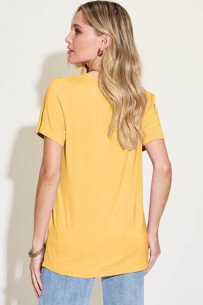 Basic Bae Bamboo Full Size V-Neck High-Low T-Shirt - Hovatok
