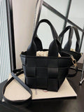 PU Leather Braided Bucket Bag - Hovatok