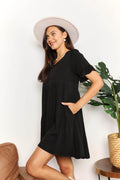 Mandy V-Neck Flounce Sleeve Tiered Dress - Hovatok