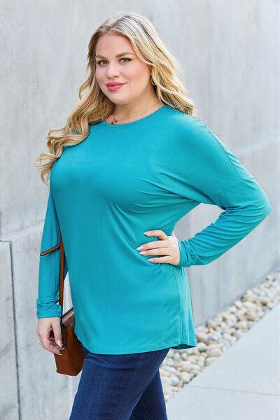 Basic Bae Full Size Round Neck Dropped Shoulder T-Shirt - Hovatok