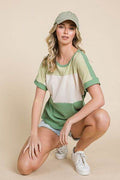BOMBOM Color Block Short Sleeve T-Shirt - Hovatok