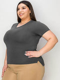 Basic Bae Full Size V-Neck High-Low T-Shirt - Hovatok