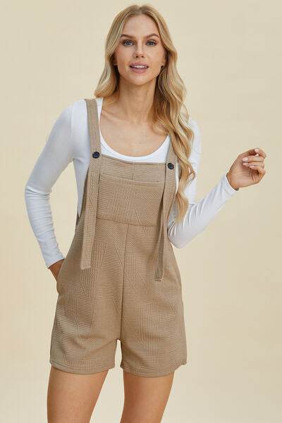 Double Take Full Size Texture Sleeveless Romper - Hovatok